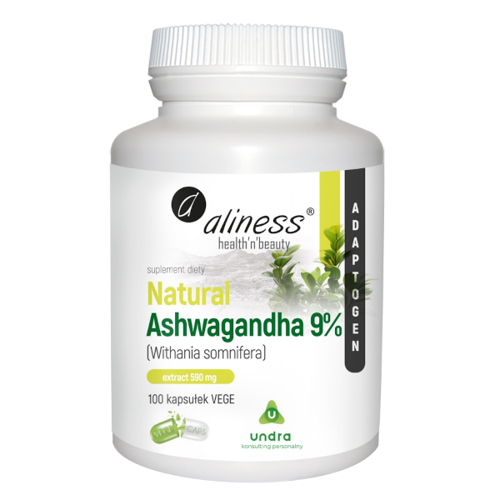 ALINESS Ashwagandha 9% Extract 600 mg 100 Caps. VEGE