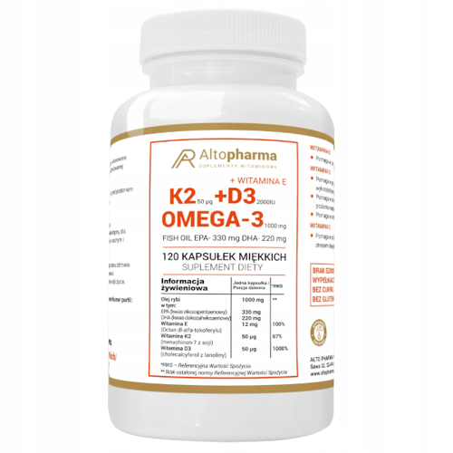 ALTO PHARMA Vitamin K2 MK-7 + D3 2000IU + Omega 3 120 caps