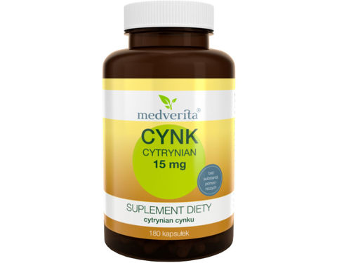 MEDVERITA Cynk Cytrynian 15 mg 180 caps