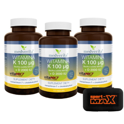 MEDVERITA Vitamin K2 MK-7 + D3 3x 120 Caps + pillbox