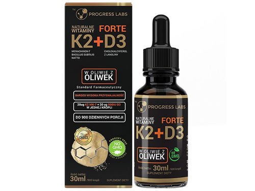 PROGRESS LABS Naturalna Witamina K2 MK-7 + D3 FORTE 30 ml