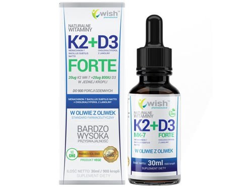 WISH Natural Vitamin K2 MK-7 + D3 Forte 30 ml