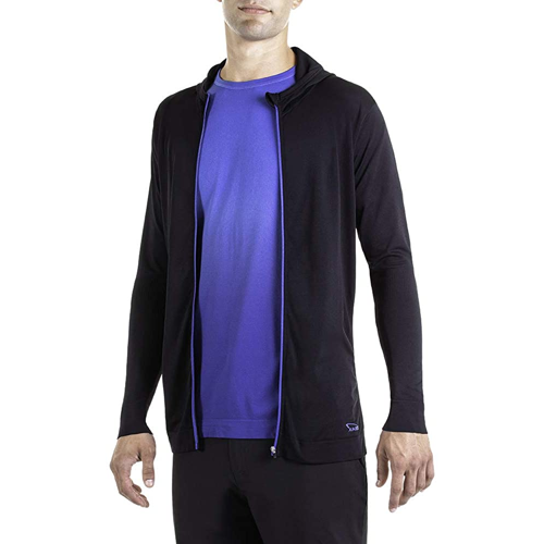 XAED Men's Running Seamless Function Hoodie Full Zip Black/Blue
