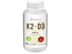 PROGRESS LABS Witamina K2 MK-7 100mcg + D3 2000IU 50mcg in MCT Oil 120 caps