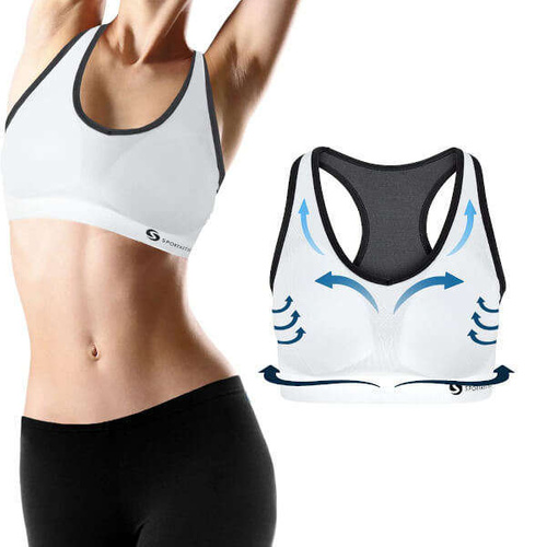 SPORTASTISCH Women's sports bra "Sporty Bra" size L, white and gray