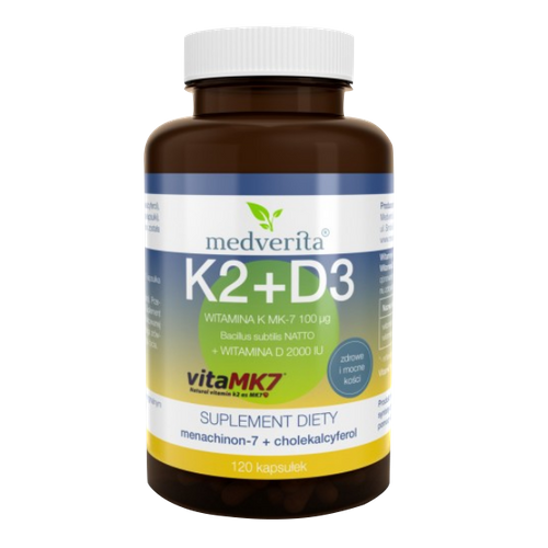 MEDVERITA Witamina K VitaMK7 100µg + D 2000 IU 120 caps