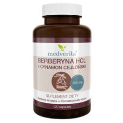 MEDVERITA Berberine HCL 98% 250mg + Cinnamon 120 capsules