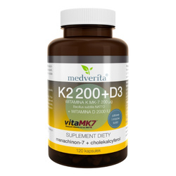 MEDVERITA Witamina K VitaMK7 200µg + D 2000 IU 120 caps