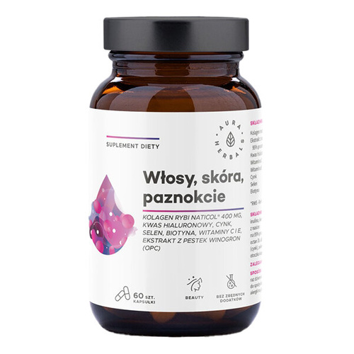 AURA HERBALS Kolagen Rybi NatiCol - Włosy, Skóra, Paznokcie 60 kaps