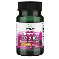 SWANSON Vitamin D3 2000IU & K2 75mcg 60 vcaps