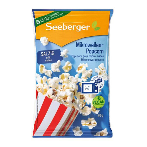 Seeberger microwave popcorn, salty, 90 g