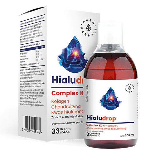 AURA HERBALS Hialudrop Complex - Kolagen + Chondroityna + Kwas Hialuronowy 500 ml