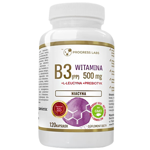 PROGRESS LABS Niacyna Witamina B3 (PP) 500mg + Inulina 120 caps