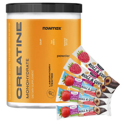nowmax® Creatine Monohydrate 500 g + 5x CORNEXI ROLL & GO Oat Bar 30g