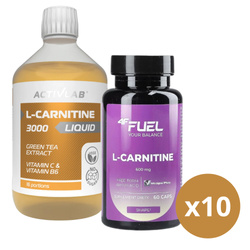 10x ACTIVLAB L-Carnitine 3000 liquid 500 ml + 4F FUEL L-Carnitine 60 caps (L-carnitine)