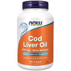 NOW FOODS Cod Liver Oil Extra Strength Tran 1000mg 180caps