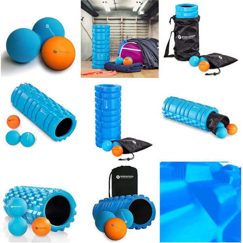 SPORTASTISCH Massage roller "Let's Roll" blue + 2 balls + black bag