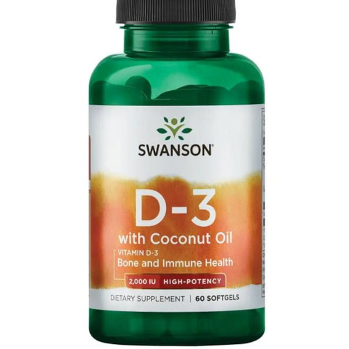 SWANSON Witamin D-3 2000IU with coconut oil 60 kaps