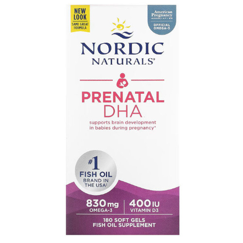 NORDIC NATURALS Prenatal DHA Omega 3 830mg + Vitamin D3 400IU 180 caps