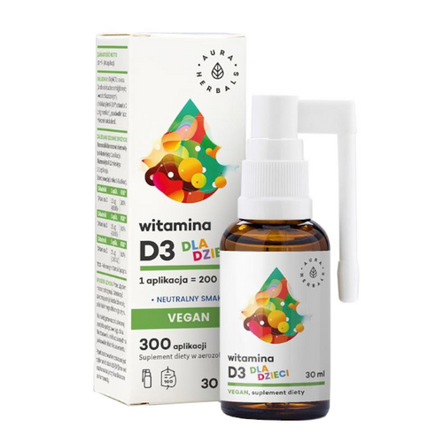 AURA HERBALS Witamina D3 Vegan dla dzieci aerozol 30 ml 