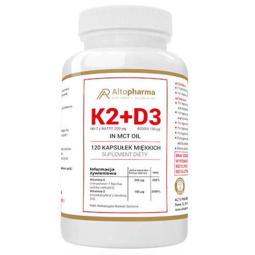 ALTO PHARMA Vitamin K2 MK7 200 µg + D3 4000IU 120 caps