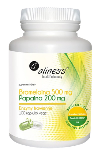 ALINESS  Bromelain 500mg Papain 200mg 100 caps