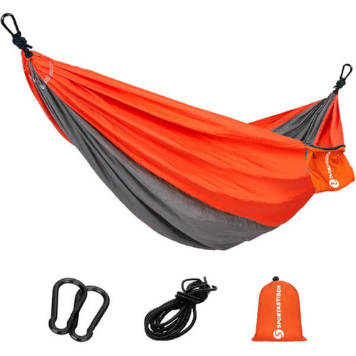 SPORTASTISCH Hammock orange gray + rope + 2 carabiners