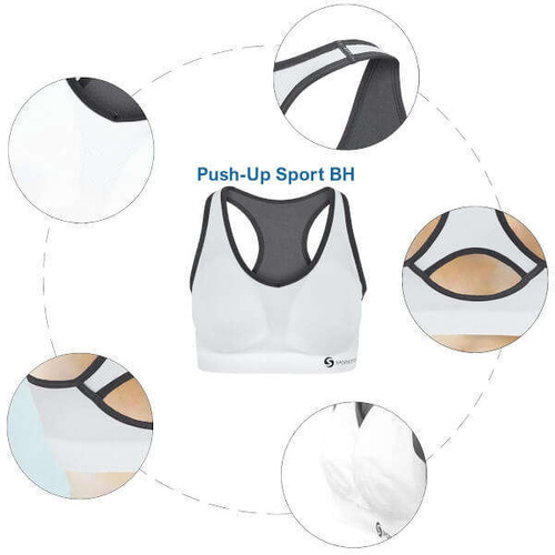 SPORTASTISCH Women's sports bra "Sporty Bra" size L, white and gray