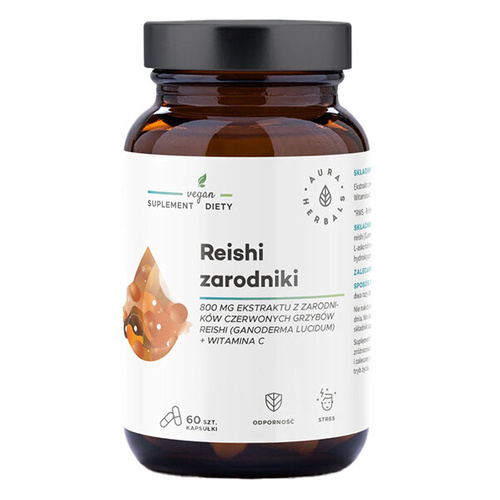 AURA HERBALS Reishi Zarodniki 800 mg + Witamina C 60 kaps