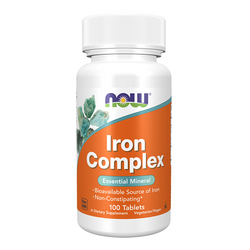 NOW FOODS Iron Complex - Iron + Vitamin C + Folic Acid + Vitamin B12 100 tabs