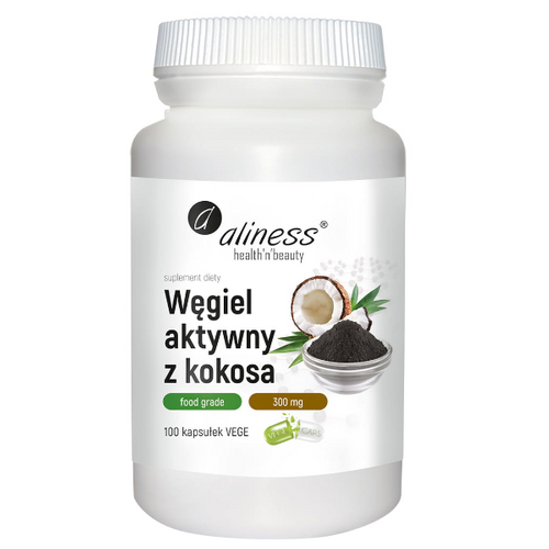 ALINESS Węgiel aktywny z kokosa Food Grade 300 mg 100 vcaps