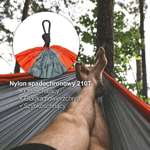 SPORTASTISCH Hammock orange gray + rope + 2 carabiners