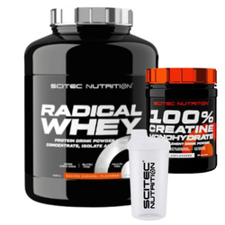 SCITEC Radical Whey 2000 g + SCITEC 100% Creatine Monohydrate 300 g + Shaker 700 ml