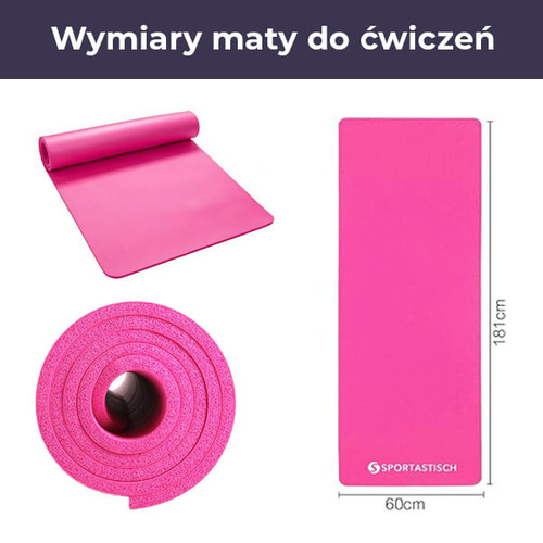  Sportastisch Yoga mat "Gym Mat Pro" 181 x 60 x 1.5 cm pink color