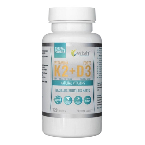 WISH Vitamin K2 MK-7 100mcg + D3 2000IU 50mcg 120 tab