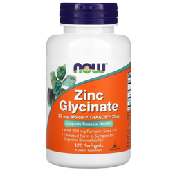 NOW FOODS Zinc Glycinate - Zinc Chelate and Pumpkin Seed Oil 120 caps