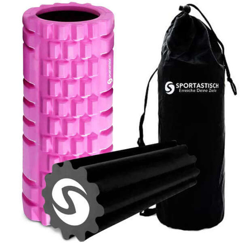 SPORTASTISCH Massage roller "Rock n Roll" 33cm pink + black roller + black bag