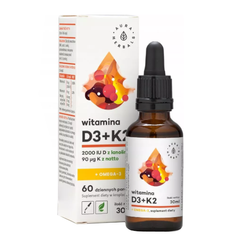 AURA HERBALS Vitamin D3 2000 IU + K2 + Omega-3 drops 30 ml