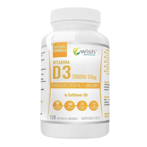 WISH Vitamin D3 2000IU 50mcg in Safflower Oil 120 caps